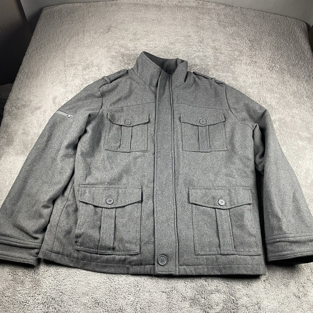 Sportier 1957 Zip Up Button Jacket Mens XL Gray Wool Blend